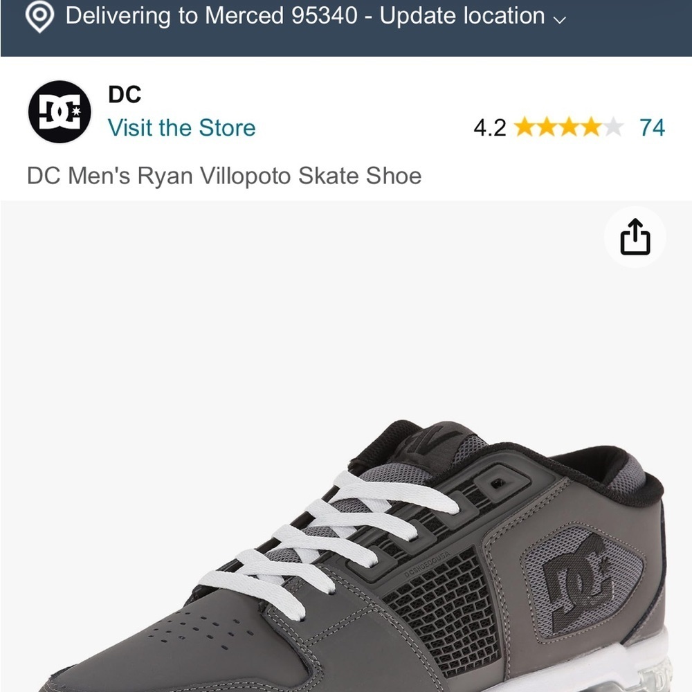 DC men’s Ryan Villopoto skate shoe outdoor sports grey, black, white suede 11.5 - Picture 8 of 14
